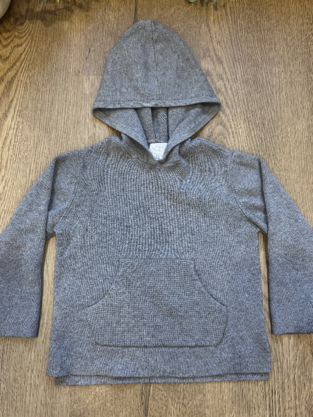 Zara Boys Gray Hooded Sweater 2-3 Years 98 Kangaroo Pocket
